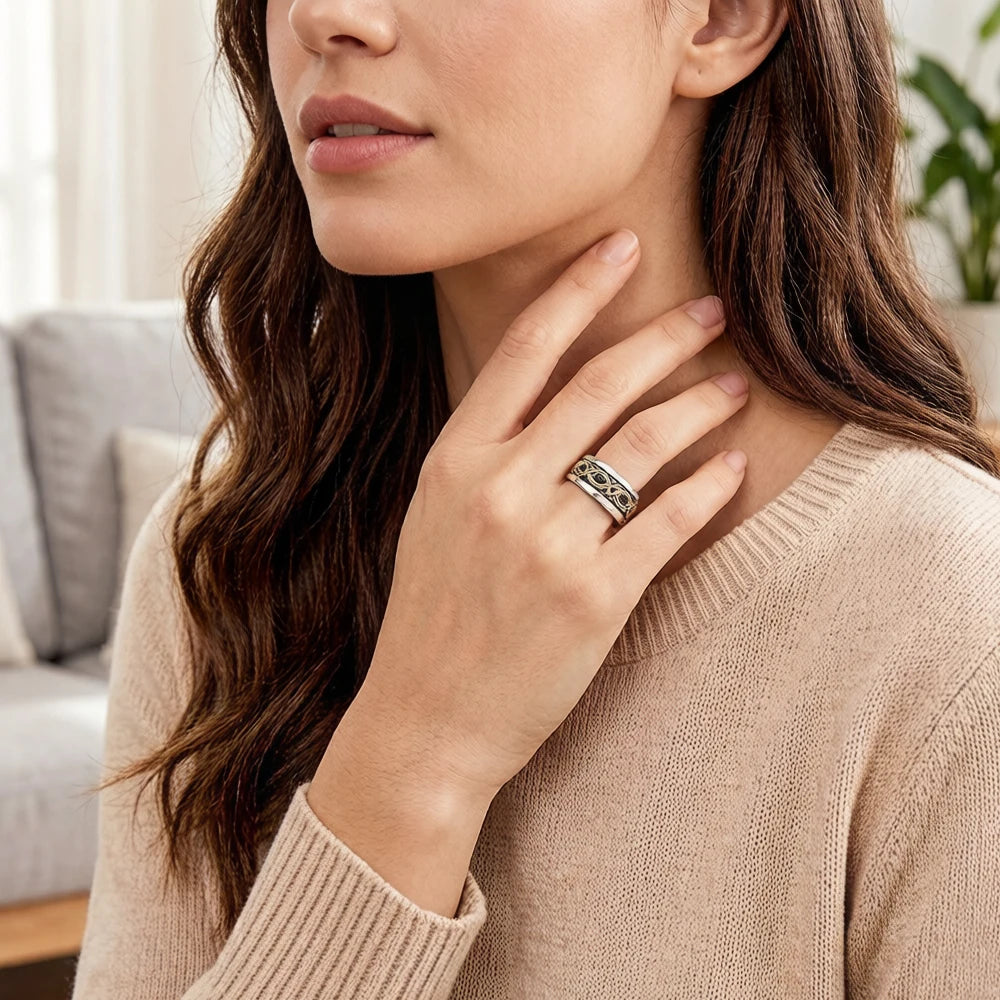 Damen-Ring Liebesknoten Welle golden aus Sterlingsilber