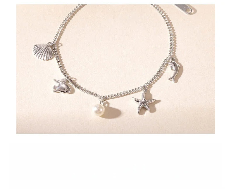 Damen-Charm-Armband mit Ozean-Motiven aus Edelstahl