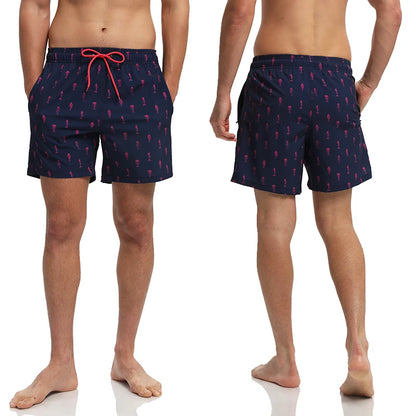 Herren-Badeshorts mit niedrigem Bund und sexy Print – ideal für Gym und Surfen, herausnehmbare Polster, mehrfarbig