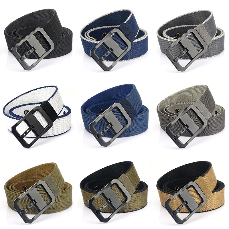 Unisex-Gürtel Aus Nylon Beidseitig Tragbar Reversibel Mit Metall-Schnalle 105–120 cm
