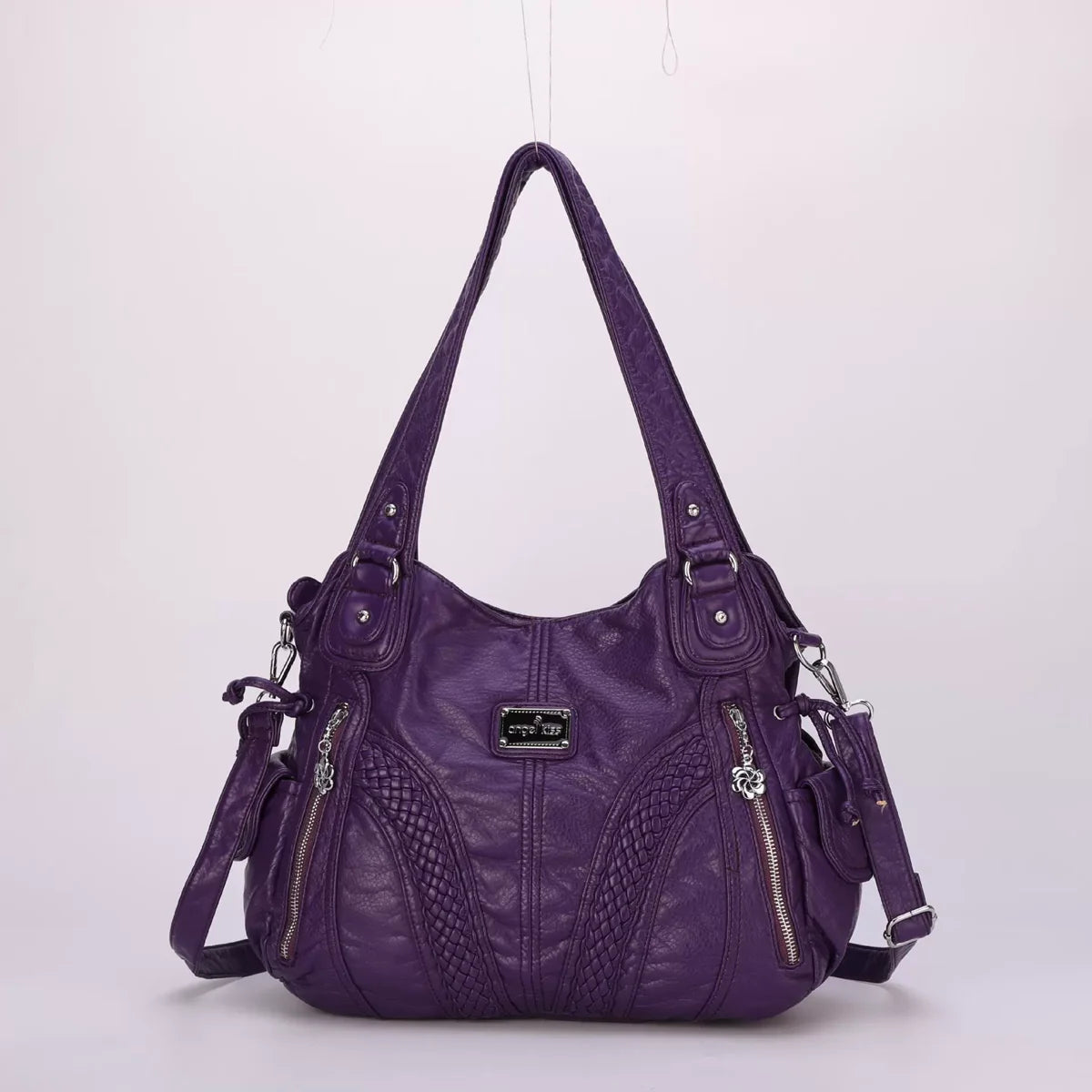 Damen-Schultertasche aus PU mit Mehrfachfächern, Reißverschluss und geräumigem Innenraum