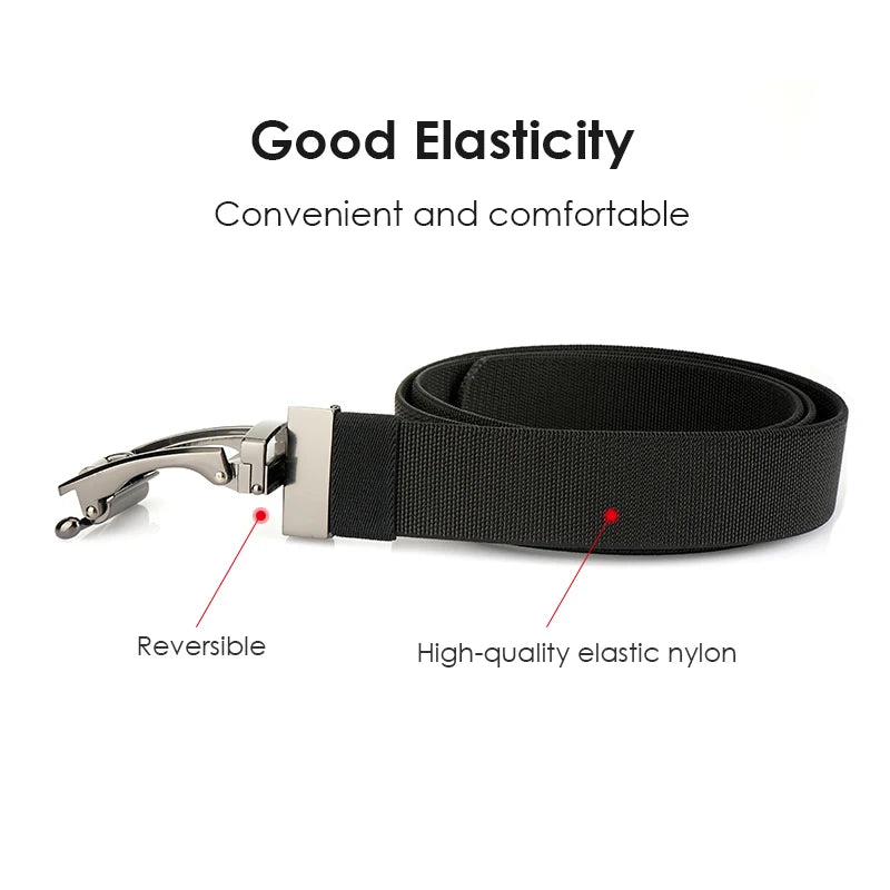 VATLY Elastik-Gürtel Herren Gunmetal Automatik-Schnalle Nylon Einheitsgröße
