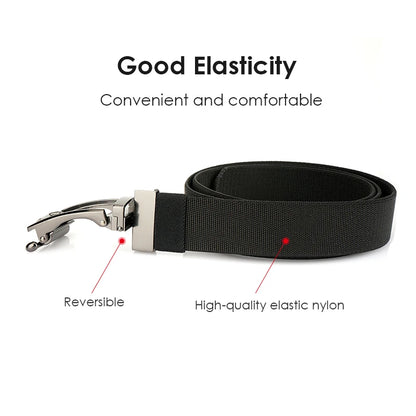 VATLY Elastik-Gürtel Herren Gunmetal Automatik-Schnalle Nylon Einheitsgröße