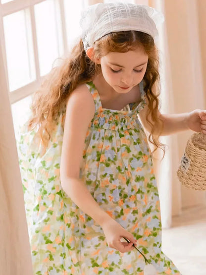 Leichtes Sommerkleid für Mädchen mit rosa Punkten und Prinzessinnen-Design – ideal für Partys und Hochzeiten