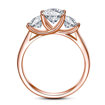 Damen-Ring Mit Moissanit Drei-Stein-Anordnung Totem-Design 2 Ct Sterlingsilber 925 Schmuck