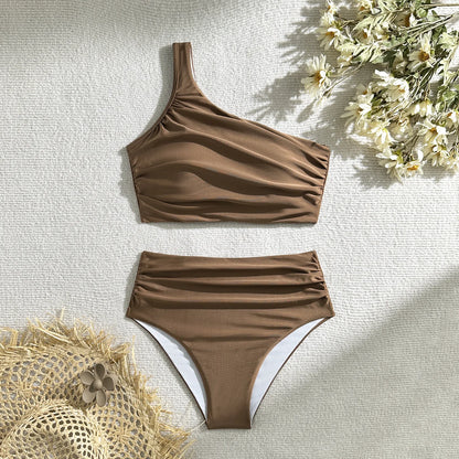 Dreiteiliger Damen-Bikini mit Push-up-Effekt und Print – ideal für Strand und Pool