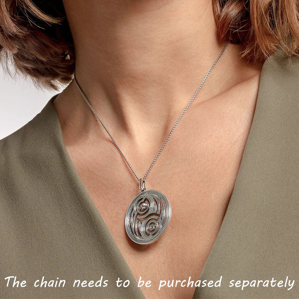 Damen-Charm-Anhänger Panther Labyrinth rund Vintage aus Sterlingsilber