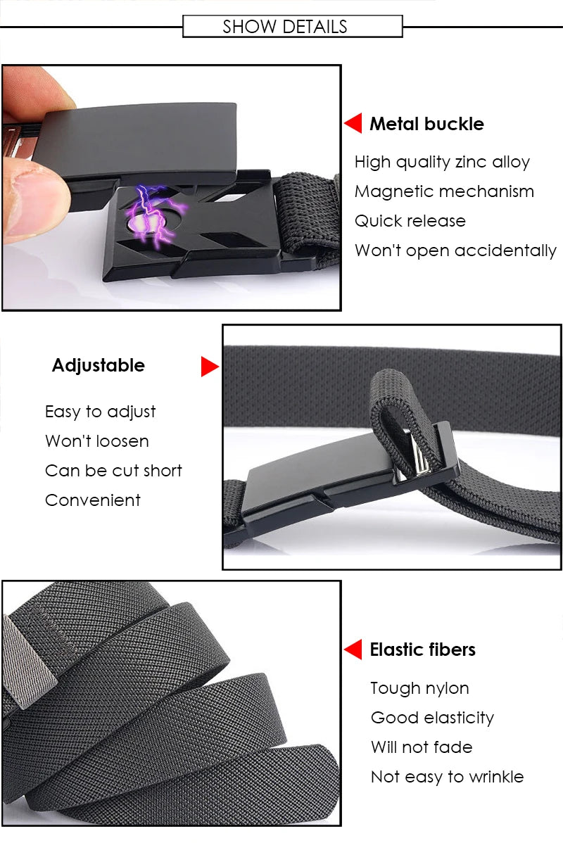 Unisex-Gürtel mit Magnetverschluss 34mm Breite Braun für Jeans Freizeit Alltagsbegleiter