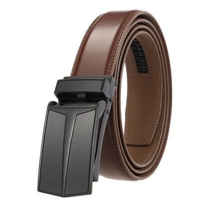 Herren-Gürtel Aus Echtem Leder Mit Automatischer Schnalle Braun 130 cm Länge 3,0 cm Breite
