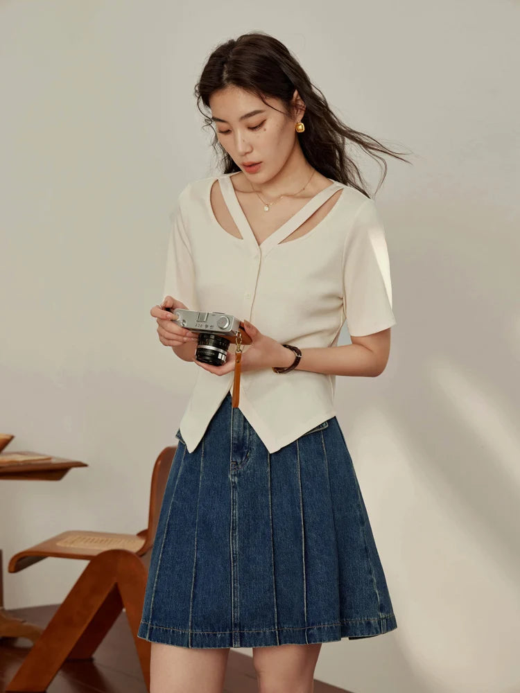 Lässige Damen-Bluse aus Lyocell mit Blumenärmeln und lockerem Schnitt – vielseitiges Sommer-Oberteil für jeden Anlass