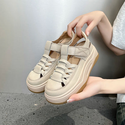 AIYUQI 2025, neue frauen turnschuhe schuhe Sommer dicken sohlen hohl frauen sandalen Große-größe casual schwein käfig weibliche schuhe