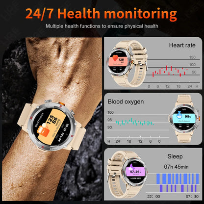LIGE 1,46 "LED Taschenlampe Smart Uhr Männer 100 + Sport Fitness Tracker Gesundheit Monitor Bluetooth Anruf Smartwatch Für Android IOS
