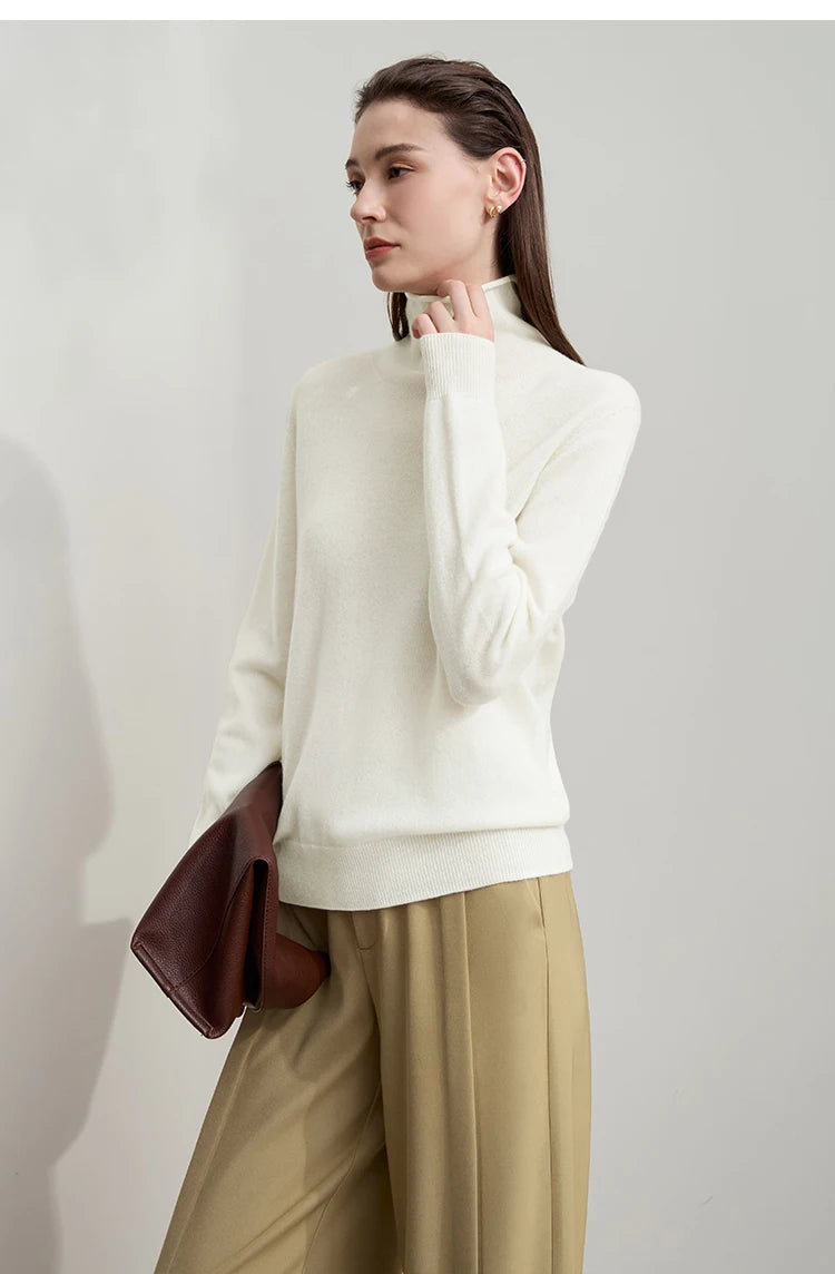 Damen-Rollkragenpullover Wolle-Kaschmir warm elegant Herbst-Winter