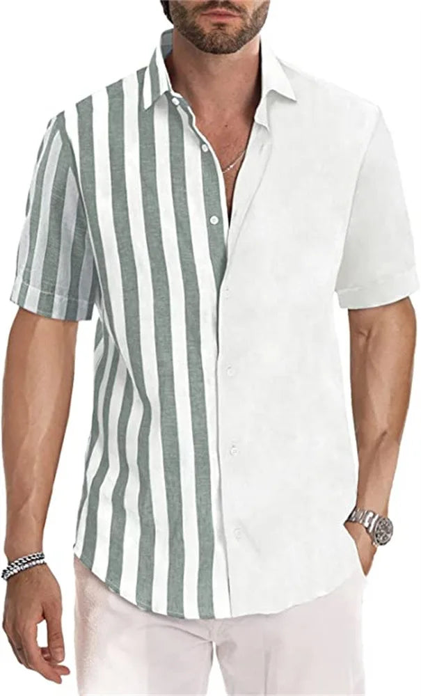 Leichtes Herren-Hemd aus Eisseide mit Blumenmuster, kurzärmelig und knitterfrei – ideal für den Sommer.