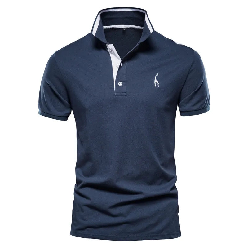 Premium Herren Polo Shirt Feuchteregulierend Mit Giraffenstickerei
