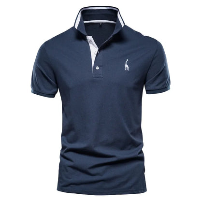 Premium Herren Polo Shirt Feuchteregulierend Mit Giraffenstickerei