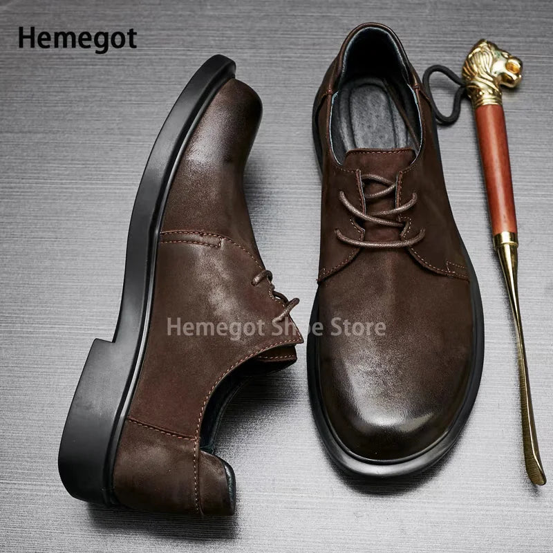 Herren-Lederschuhe mit Schnürung, dunkelbraun, Low-Cut, klassische Board-Schuhe