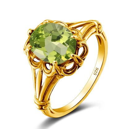 Damen-Ring aus Gelbgold mit ovalem Mystic Topas 8x10mm handgefertigt Schmuckgeschenk