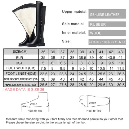 AIYUQI Womens Knee High Boots Winter 2025 New Genuine Leather Women Thigh High Boots Plus Size Wool Warm Women's High Boots
