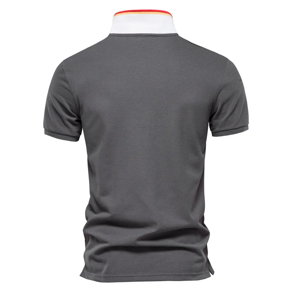 Herren Polo Shirt aus Baumwolle im gestreiften Multicolor Patchwork Design mit Kurzarm
