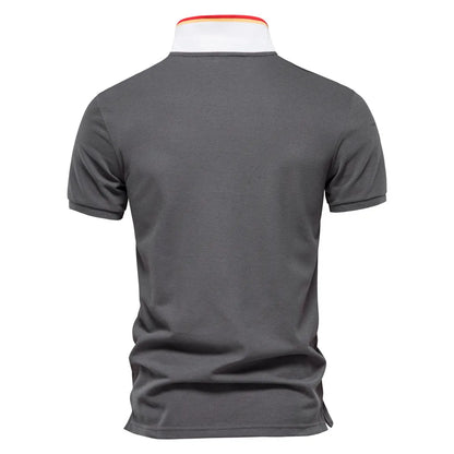 Herren Polo Shirt aus Baumwolle im gestreiften Multicolor Patchwork Design mit Kurzarm