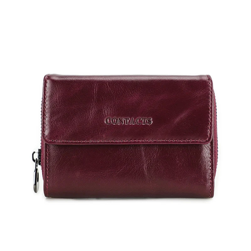 Damen Echtleder Geldbörse Vintage Mode Handtasche Münzfach Geldclip Business