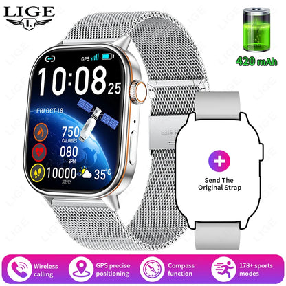 Männer GPS Smartwatch mit 2,01 Zoll HD Bildschirm und Bluetooth-Anruf