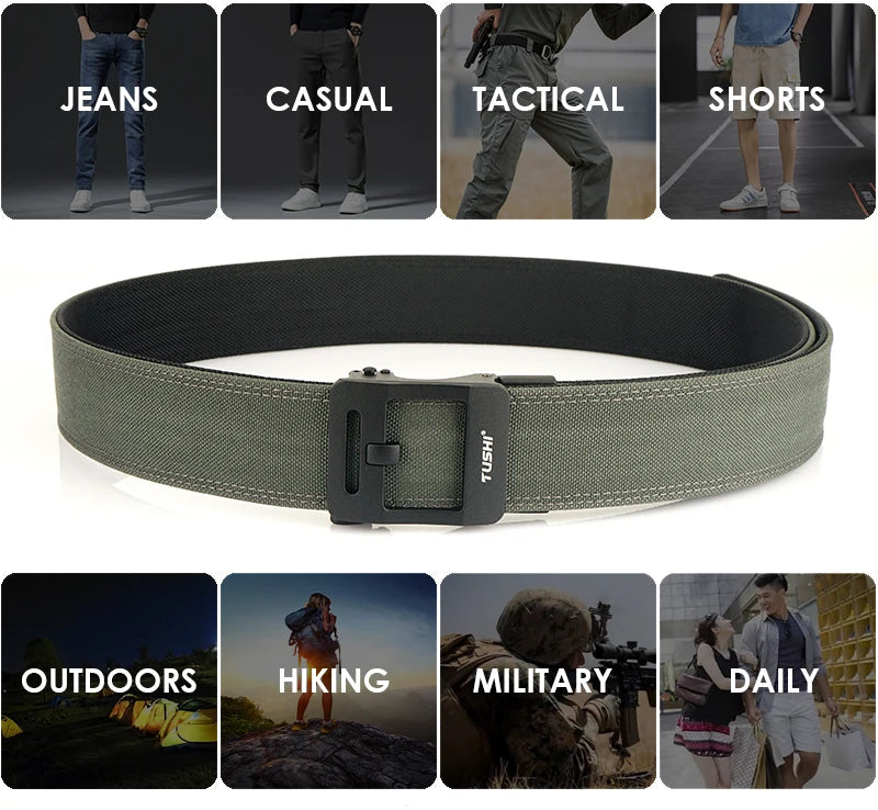 Herren Taktischer Gürtel Aus Nylon 1100D Mit Automatik-Schnalle Breite 4,3 cm Robuster Militärischer Alltags-Gürtel Grau