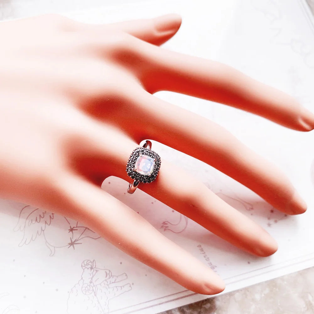 Damen-Ring schillernd Vintage klassisch aus Sterlingsilber