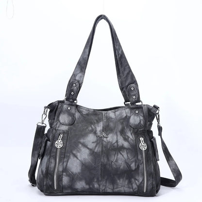 Damen-Handtasche Aus Denim Im Vintage-Look Große Schultertasche Mit Top-Griff Und Tragegurt