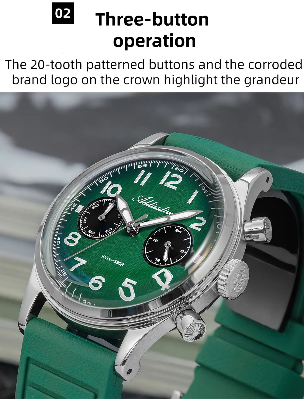 Herren-Chronograph mit VK64-Quarzwerk und Bubble-Glas