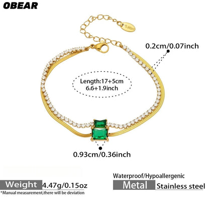 Damen-Armband Baguette-Zirkonia Doppelschicht