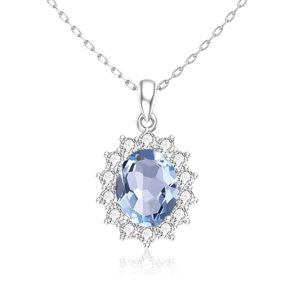 Damen-Schmuckset Aquamarin Anhänger und Ohrringe aus 925 Silber mit ovalem Stein 8x10 mm