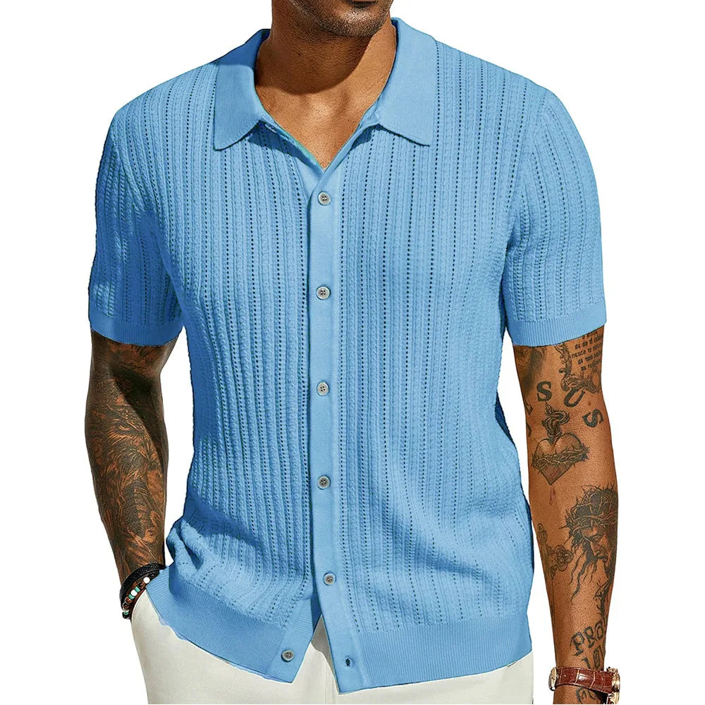 Herren Kurzarmshirt mit Dreiviertelärmeln im koreanischen Stil – elegantes, leichtes Sommer-Oberteil aus Eisseide
