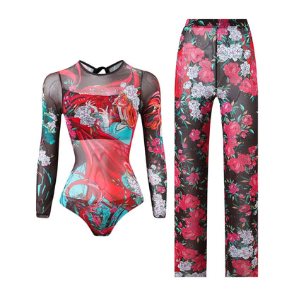 Damen-Hose mit Blumenmuster