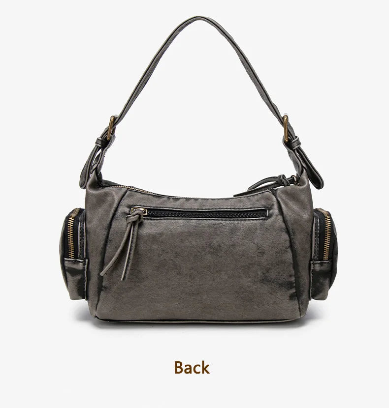Damen-Hobo-Tasche aus Leder im Vintage-Look mit Mehrfach-Fächern und Tassel-Reißverschluss Alltagsbegleiter