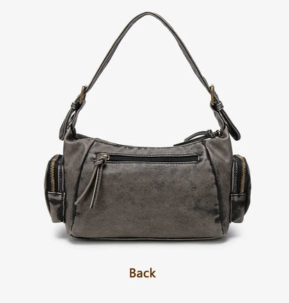 Damen-Hobo-Tasche aus Leder im Vintage-Look mit Mehrfach-Fächern und Tassel-Reißverschluss Alltagsbegleiter