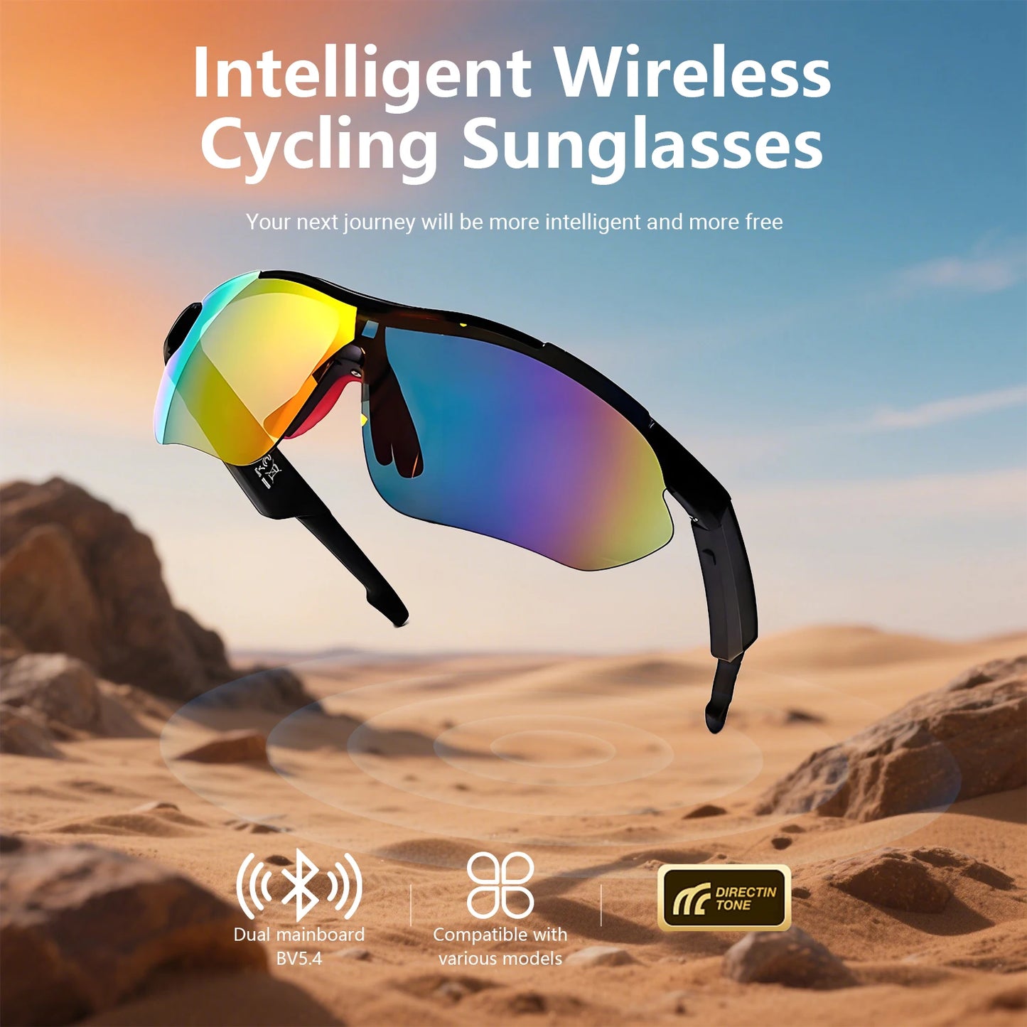 LIGE Smart Bluetooth 5.4 Brille zum Musikhören, Telefonanrufe, Radfahren, Sport, Kopfhörer, UV-Schutz, Sonnenbrille für Männer und Frauen