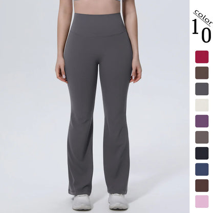 High-Waist Yoga-Leggings, dunkelgrau, lang und leicht ausgestellte Beine
