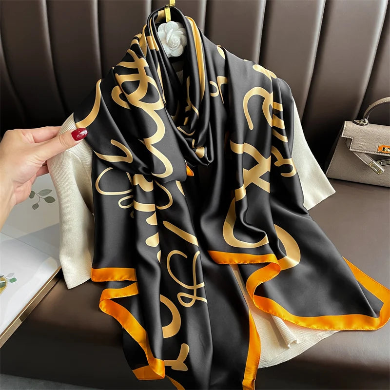 Damen Seidenschal groß 180x90cm Sommer Strand Foulard Bandana weich