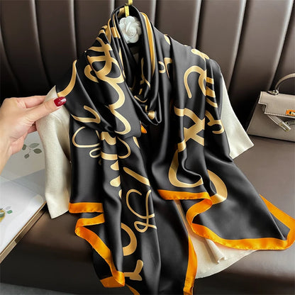 Damen Seidenschal groß 180x90cm Sommer Strand Foulard Bandana weich