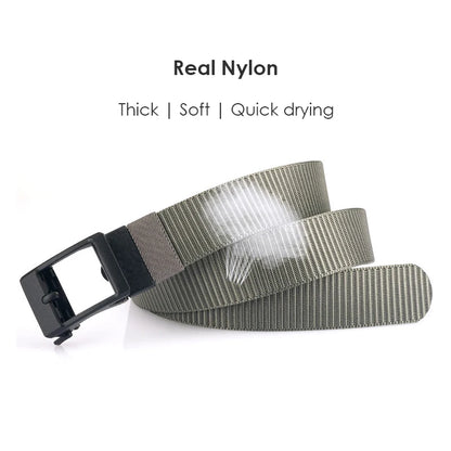 Herren-Gürtel aus Nylon 3,8 cm Breite verstellbar mit automatischer Schnalle für Alltag und Abenteuer