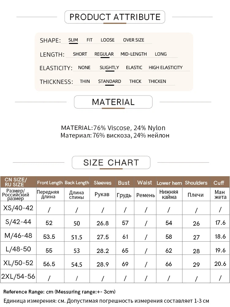 Produktattribute- und Materialtabelle für Damen-Strickpullover mit Viskose- und Nylonmischung