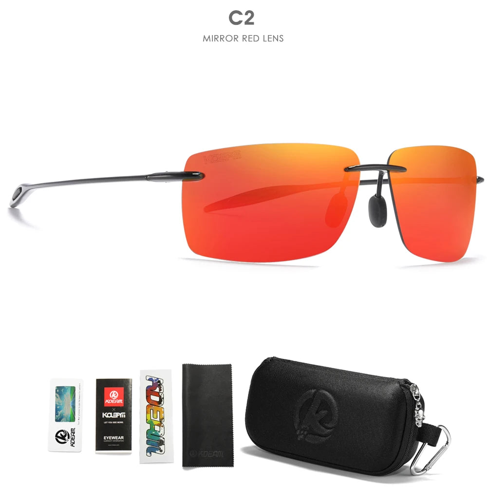 Sonnenbrille randlos rechteckig polarisiert TR90 UV400 ultraleicht Sport