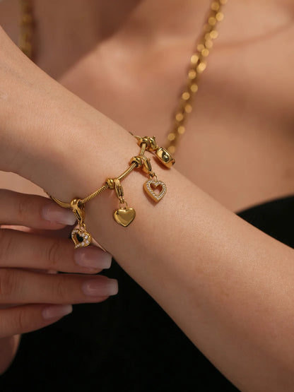 Damen-Charm-Armband mit Herz-Zirkonia
