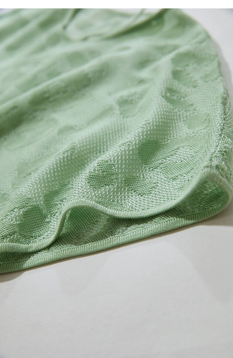Damen-T-Shirt in hellem Grün mit Jacquard-Struktur und kurzem Ärmel