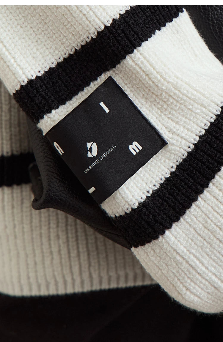 Damen-Strickjacke Streifen Stehkragen Kontrastfarben locker Weihnachten Winter
