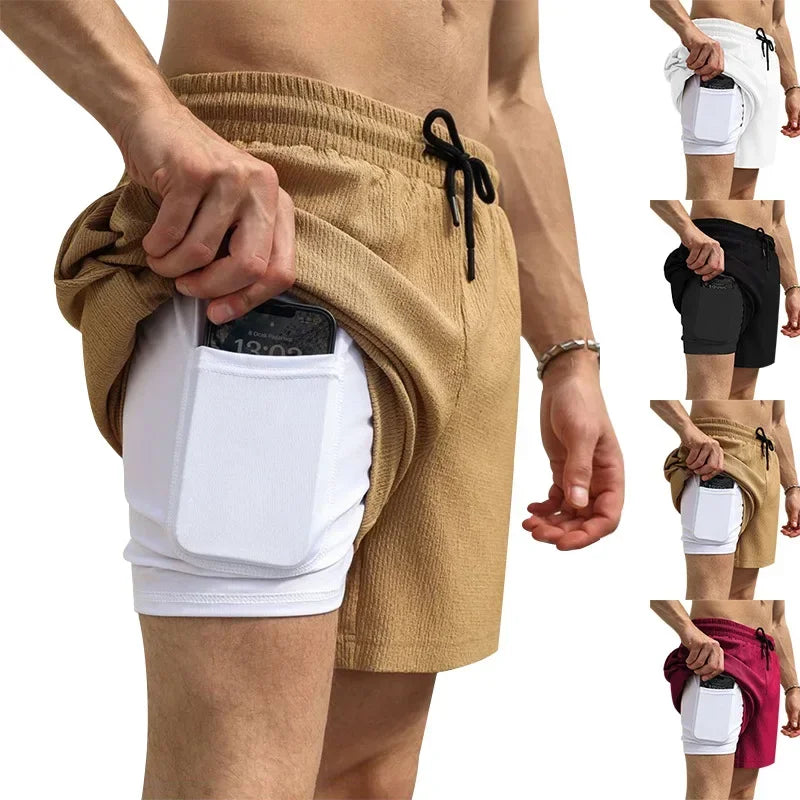 Leichte Herren-Sportshorts aus Eisseide – lockere, knielange Sommerhose in Schwarz