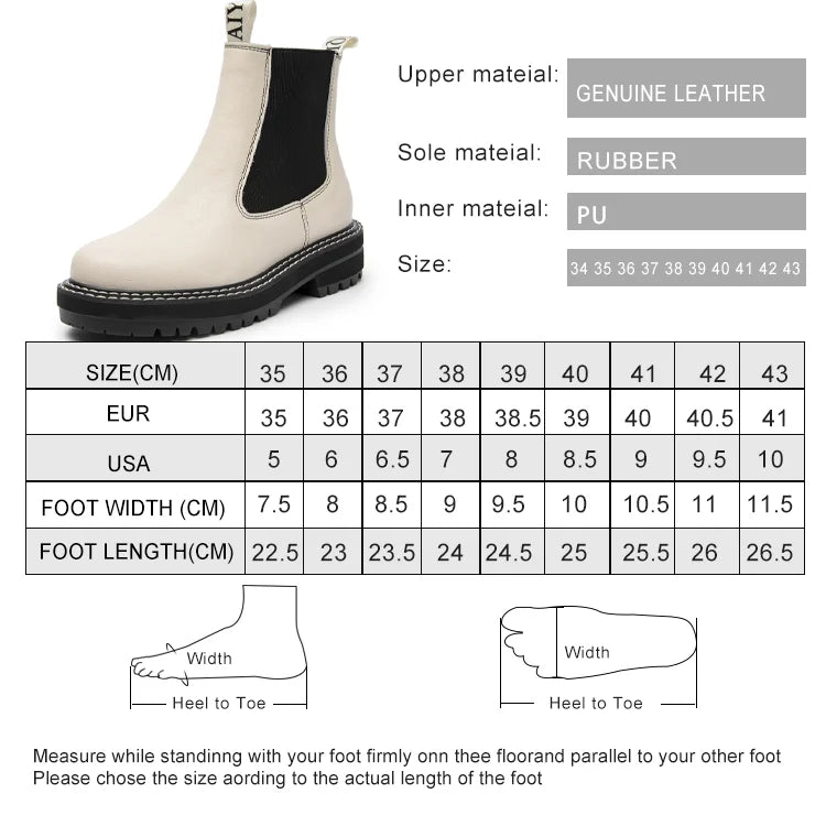 Women's Chelsea Boots Genuine Leather 2025 Autumn Winter Trend Thick-soled Women Ankle Boots All-match Marton Boots Ladies