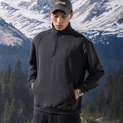 Herren Sweatshirt im Y2K Vintage-Stil mit halb durchgehendem Reißverschluss